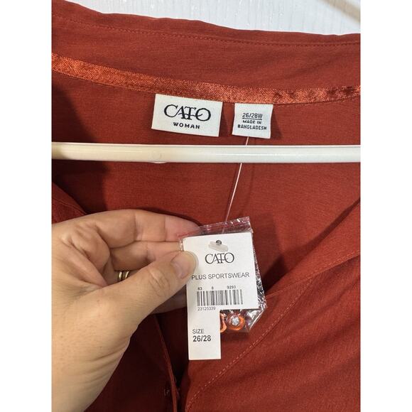 Cato women's long sleeve, rust colored, linen blend button down shirt, Size XXL - Picture 7 of 8